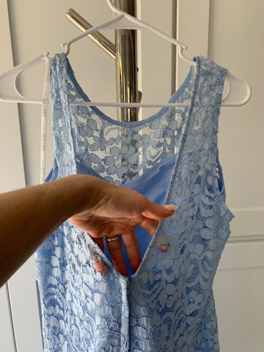David's Bridal Light Blue Lace Floral Overlay - Picture 7 of 12